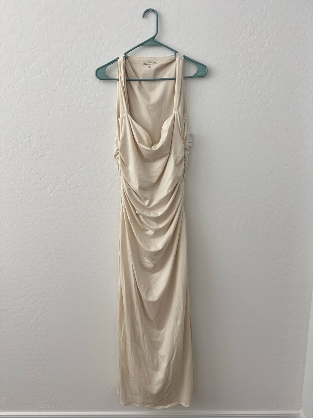 NWT Abercrombie & Fitch modal Cream Draped Cowl Maxi Dress